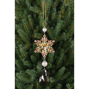 Deko Eisblume Hänger ZERA, Acryl, Tropfen, Glitzer, grün-gold, 16cm, Ø6cm Deko Eisblume Hänger ZERA, Acryl, Tropfen, Glitzer, grün-gold, 16cm, Ø6cm
