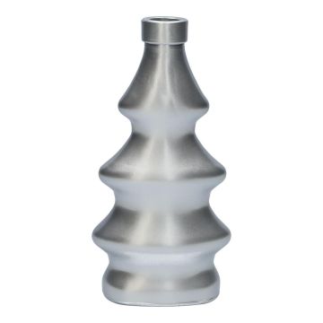Deko Flasche Tannenbaum BORLA, Glas, silber-matt, 10x5,6x20cm