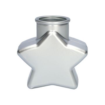 Deko Flasche Stern BORLA, Glas, silber-matt, 11x6,2x10,7cm