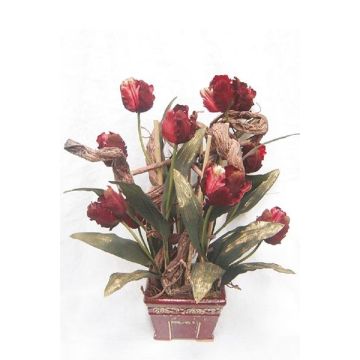 Dekogesteck Tulpen, Korkenzieherweide THARO, Dekotopf, rot-gold, 70cm, Ø40cm Dekogesteck Tulpen, Korkenzieherweide THARO, Dekotopf, rot-gold, 70cm, Ø40cm