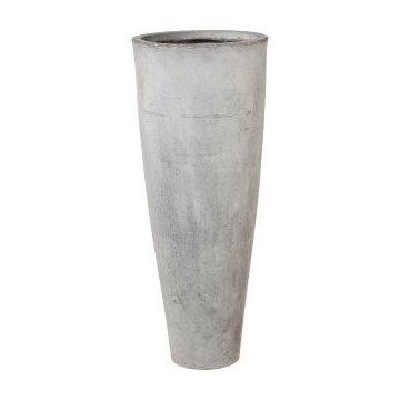 Runde hohe Pflanzvase NARUKO, 3 Stück, Fiberglas, grau, 25x60cm, 33x80cm, 41x100cm