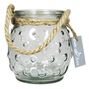 Kugelglas NAKIS aus Glas, mit Punkten, Kordel, klar, 12,5cm, Ø12cm