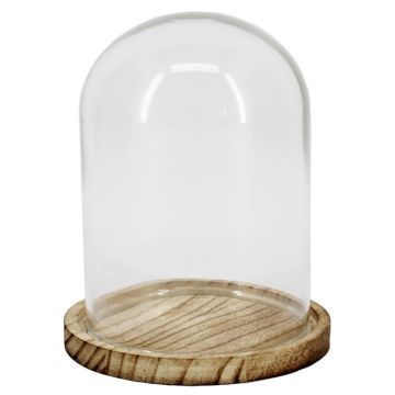 Glasglocke DANILLA mit marmoriertem Holzboden, klar, 14,5cm, Ø11,5cm