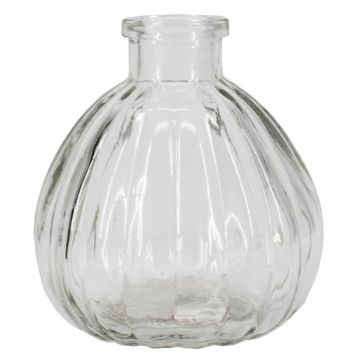 Kleine Glasflasche GIMENO mit Rillen, klar, 9,5cm, Ø8,5cm