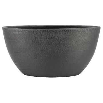 Ovaler Übertopf Keramik DEIRA mit Maserung, schwarz-matt, 49x20x25cm Ovaler Übertopf Keramik DEIRA mit Maserung, schwarz-matt, 49x20x25cm