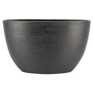 Ovaler Übertopf Keramik DEIRA mit Maserung, schwarz-matt, 49x20x30cm Ovaler Übertopf Keramik DEIRA mit Maserung, schwarz-matt, 49x20x30cm
