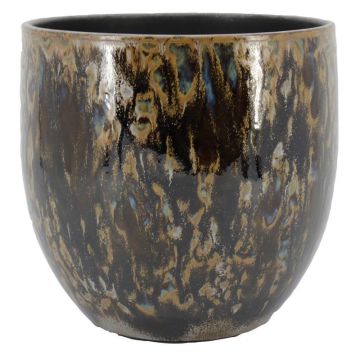 Übertopf ELIEL aus Keramik, gesprenkelt, braun-blau, 24cm, Ø24cm