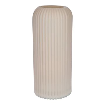 Glasvase ALBURGIS mit Rillen, creme-matt, 25cm, Ø10cm