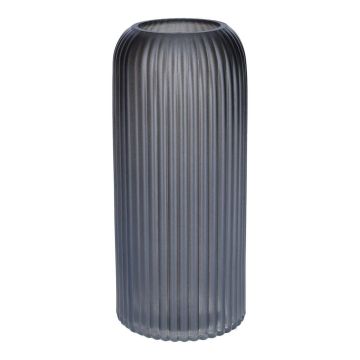 Glasvase ALBURGIS mit Rillen, grau-metallic, 20cm, Ø8,7cm