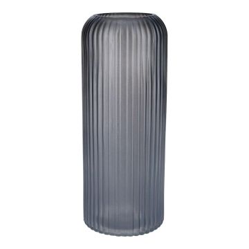 Glasvase ALBURGIS mit Rillen, grau-metallic, 25cm, Ø10cm Glasvase ALBURGIS mit Rillen, grau-metallic, 25cm, Ø10cm