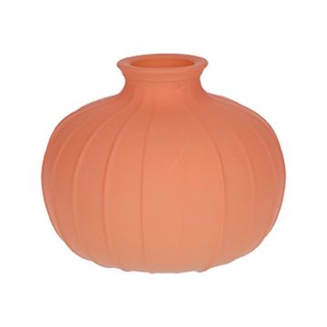 Blumen Vase ALFHARD, Glas mit Rillen, orange-matt, 8,5cm, Ø10,5cm