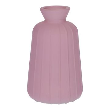Glas Dekoflasche TATIANA mit Rillen, mauve-matt, 11cm, Ø6,5cm Glas Dekoflasche TATIANA mit Rillen, mauve-matt, 11cm, Ø6,5cm
