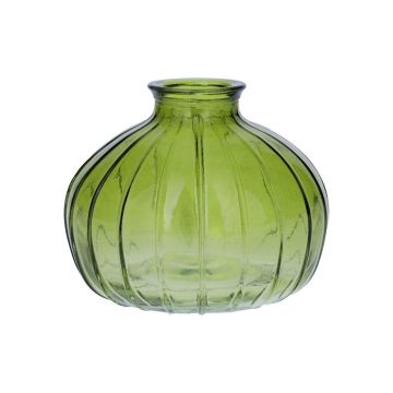 Blumen Vase ALFHARD, Glas mit Rillen, grün-klar, 8,5cm, Ø10,5cm