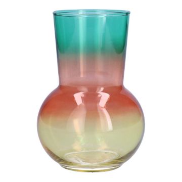 Blumen Vase NOVANTINO, Glas, türkis-rosa-lachs-gelb-klar, 17cm, Ø12cm Blumen Vase NOVANTINO, Glas, türkis-rosa-lachs-gelb-klar, 17cm, Ø12cm