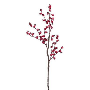Kunstzweig Kartoffelrose FRULKA mit Hagebutten, rot, 60cm Kunstzweig Kartoffelrose FRULKA mit Hagebutten, rot, 60cm
