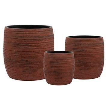 Polystone Pflanztopf KOKOLI, 3 Stück, Maserung, outdoor, rubinrot, 35x35cm, 45x45cm, 55x55cm Polystone Pflanztopf KOKOLI, 3 Stück, Maserung, outdoor, rubinrot, 35x35cm, 45x45cm, 55x55cm