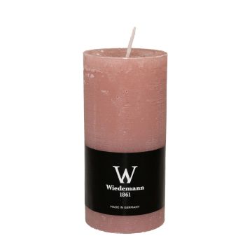 Blockkerze AURORA, rosenholz, 12cm, Ø5,8cm, 42h - Made in Germany