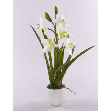 Kunstpflanze Cymbidium Orchidee NALA im Terracotta Topf, creme, 50cm
