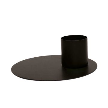 Metall Kerzenständer TERENCE für Stabkerzen ca. Ø3,5cm, schwarz, 4,5cm, Ø12,5cm