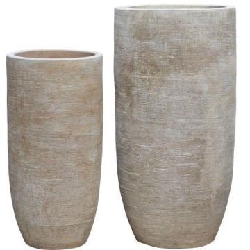 Terrakotta Pflanzvase SORVENA, 8 Stück, handmade, patiniert, outdoor, braun, 86cm/110cm