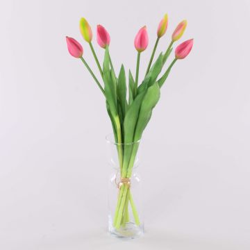 Künstlicher Tulpenstrauß LONA, rosa-pink-grün, 45cm, Ø20cm