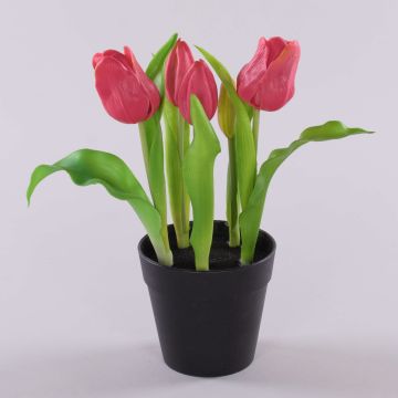 Kunsttulpe CAITLYN im Dekotopf, pink-grün, 25cm, Ø2-6cm