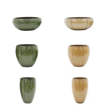 Keramik Blumengefäße VARESH, 42 Stück, glasiert, outdoor, dunkelgrün/honiggold, 50-58cm, Ø25-44cm Keramik Blumengefäße VARESH, 42 Stück, glasiert, outdoor, dunkelgrün/honiggold, 50-58cm, Ø25-44cm