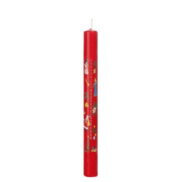 Adventskalender Stabkerze TEMPERANCE, Adventstage Fotodruck, rot-bunt, 25cm, Ø2,3cm - Made in Germany