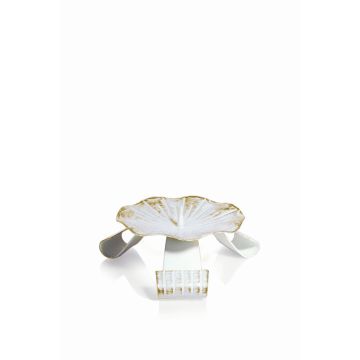 Metall Kerzenhalter RAQUEL mit Dorn, für Kerzen Ø5-6cm, weiß-gold, Ø10cm Metall Kerzenhalter RAQUEL mit Dorn, für Kerzen Ø5-6cm, weiß-gold, Ø10cm