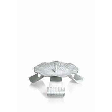 Metall Kerzenhalter RAQUEL mit Dorn, für Kerzen Ø5-6cm, weiß-silber, Ø10cm Metall Kerzenhalter RAQUEL mit Dorn, für Kerzen Ø5-6cm, weiß-silber, Ø10cm