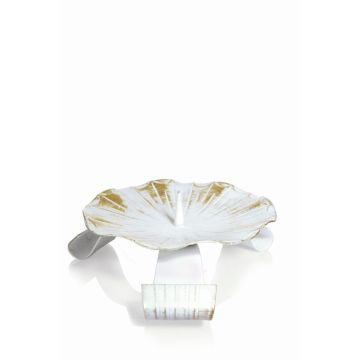 Metall Kerzenhalter RAQUEL mit Dorn, für Kerzen Ø10cm, weiß-gold, Ø14cm Metall Kerzenhalter RAQUEL mit Dorn, für Kerzen Ø10cm, weiß-gold, Ø14cm