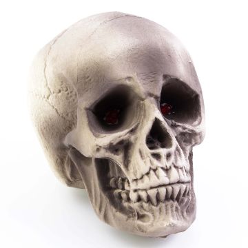 Halloween Dekoration Totenkopf MATTY, beige-grau, LEDs, 21x15x16cm Halloween Dekoration Totenkopf MATTY, beige-grau, LEDs, 21x15x16cm