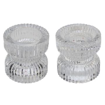 Wendbarer Glas Kerzenständer ARTORIUS für Teelichter, Stabkerzen, klar, 6cm, Ø6,4cm Wendbarer Glas Kerzenständer ARTORIUS für Teelichter, Stabkerzen, klar, 6cm, Ø6,4cm