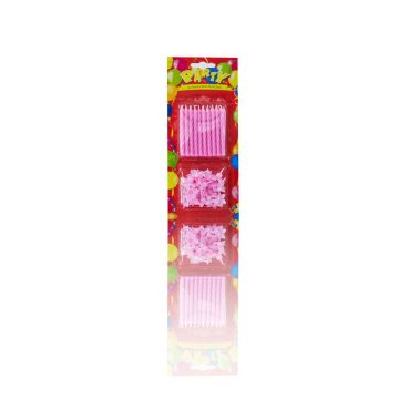 Geburtstagslichter LULUNA mit 20 Kerzen und 20 Haltern, rosa, 6,5cm, Ø0,5cm