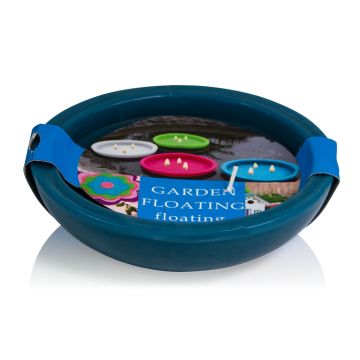 Outdoor Schwimmkerze NEREA, Dreidocht, azurblau, 4,5cm, Ø15,8cm, 5,5h Outdoor Schwimmkerze NEREA, Dreidocht, azurblau, 4,5cm, Ø15,8cm, 5,5h