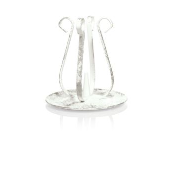 Vintage Metall Kerzenständer ISTREDD mit Dorn, für Kerzen Ø3-4cm, silber-weiß, 10cm, Ø11cm Vintage Metall Kerzenständer ISTREDD mit Dorn, für Kerzen Ø3-4cm, silber-weiß, 10cm, Ø11cm