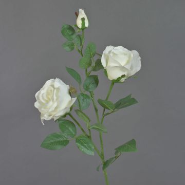 Kunstzweig Rose ARIANE, weiß, 75cm, Ø8-10cm
