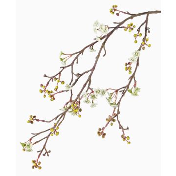 Künstlicher Ahornzweig TABIO mit Blüten, weiß-grün, 95cm