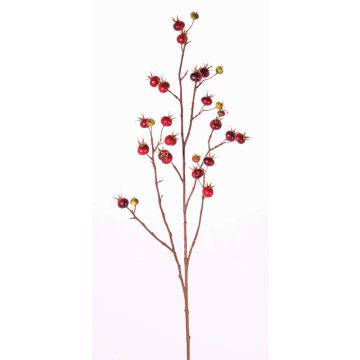 Künstlicher Kartoffel-Rosen Zweig GERDA mit Hagebutten, rot, 110cm