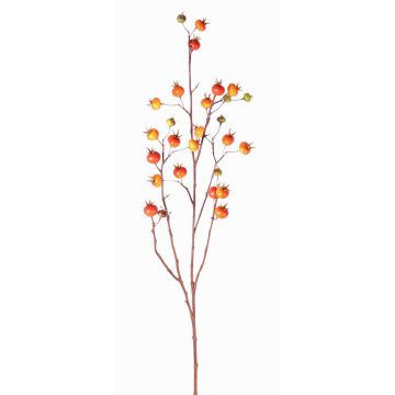 Künstlicher Kartoffel-Rosen Zweig GERDA mit Hagebutten, orange, 110cm