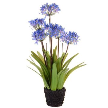 Kunstblume Agapanthus INJALA im Erdballen, blau-lila, 80cm, Ø11cm