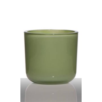 Glas Halter für Kerzen NICK, grasgrün, 13cm, Ø14cm