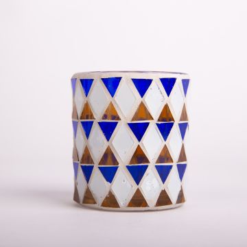 Mosaik Kerzenglas SAMIRA, blau-weiß, 8cm, Ø7cm Mosaik Kerzenglas SAMIRA, blau-weiß, 8cm, Ø7cm