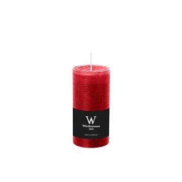 Blockkerze für Windlicht AURORA, rubinrot, 12cm, Ø5,8cm, 42h - Made in Germany