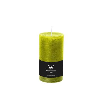 Blockkerze für Windlicht AURORA, apfelgrün, 13cm, Ø6,8cm, 54h - Made in Germany