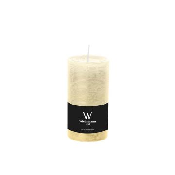 Blockkerze für Windlicht AURORA, creme, 13cm, Ø6,8cm, 54h - Made in Germany