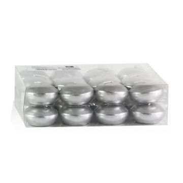 24er Set Schwimmende Kerzen ORNELLA, silber, Ø4,5cm, 4h