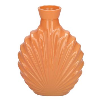 Flache Glas Flasche RACHELLE in Muschel-Optik, pfirsich-milchglas, 12,8x5,6x16,8cm Flache Glas Flasche RACHELLE in Muschel-Optik, pfirsich-milchglas, 12,8x5,6x16,8cm