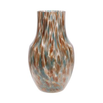 Bauchige Glas Blumenvase RUSSELL, Leopardenmuster, gold-braun-blau-klar, 26cm, Ø18cm Bauchige Glas Blumenvase RUSSELL, Leopardenmuster, gold-braun-blau-klar, 26cm, Ø18cm