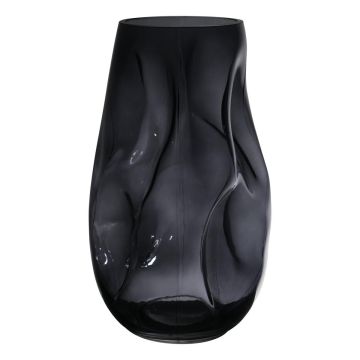 Unförmige Glasvase MADALENA mit Dellen, grau-klar, 28cm, Ø14,5cm Unförmige Glasvase MADALENA mit Dellen, grau-klar, 28cm, Ø14,5cm